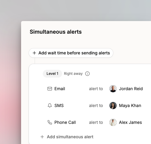 Correct: multiple alerts within the same escalation level