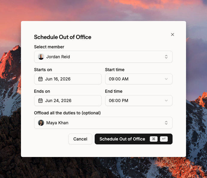 Out of office mode in Spike