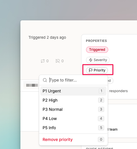 Set priority from the incident page