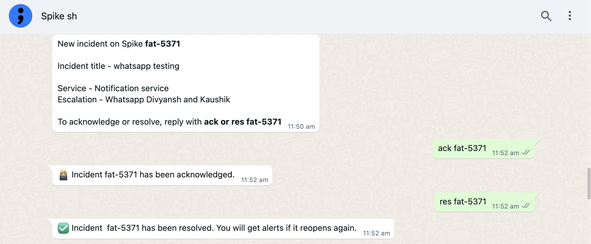 WhatsApp alerts from Spike