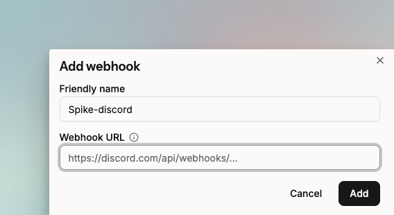 Saving the Discord webhook URL in Spike