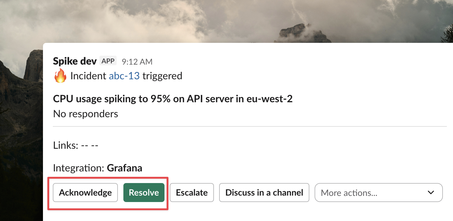 Acknowledge and resolve incidents from Slack
