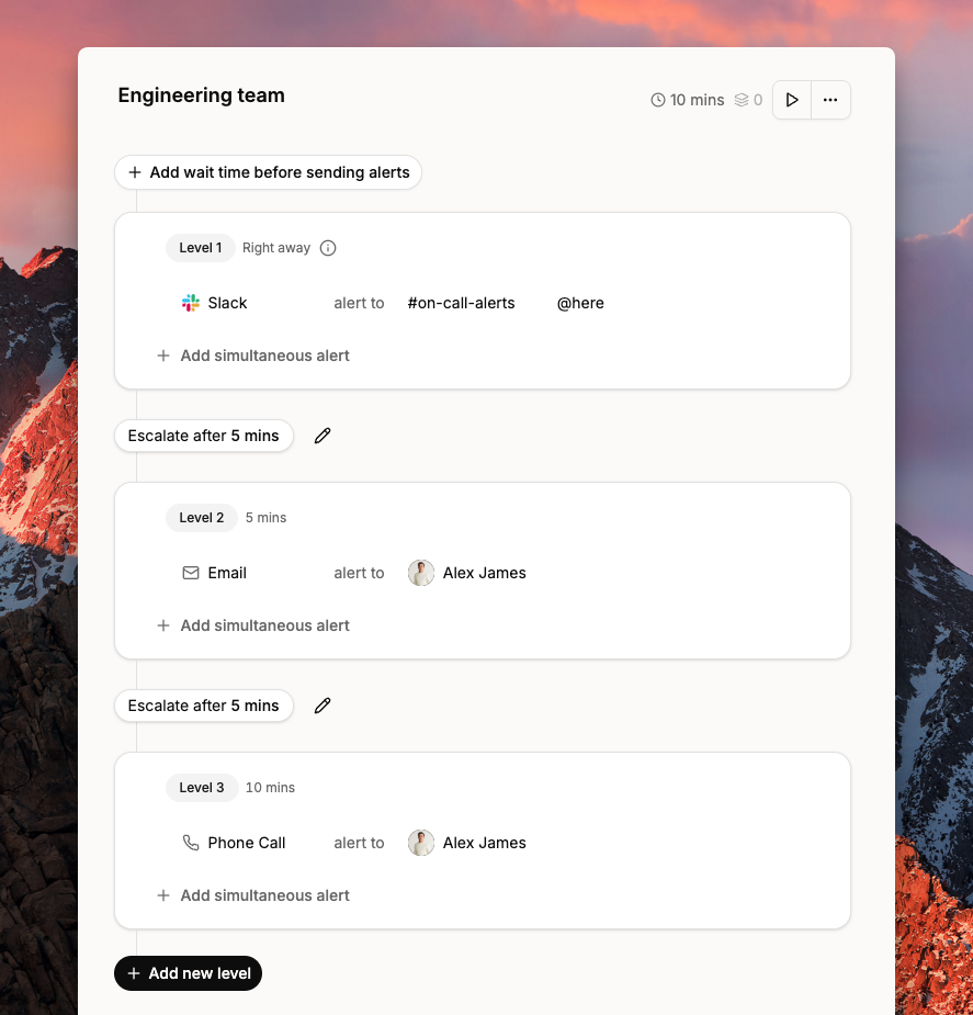 Example escalation policy in Spike