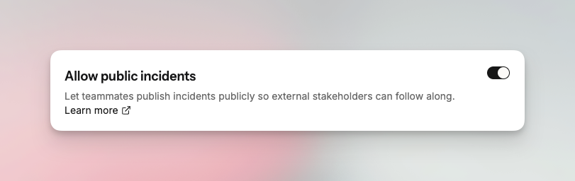 Enable public sharing from organisation settings