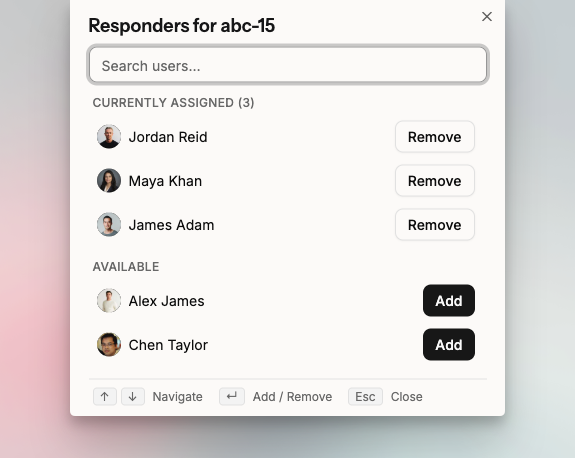 Reassign responders modal