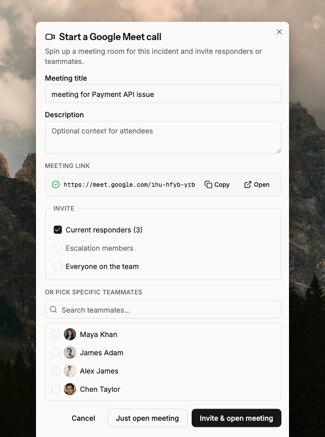 Invite members while creating a war room in Spike