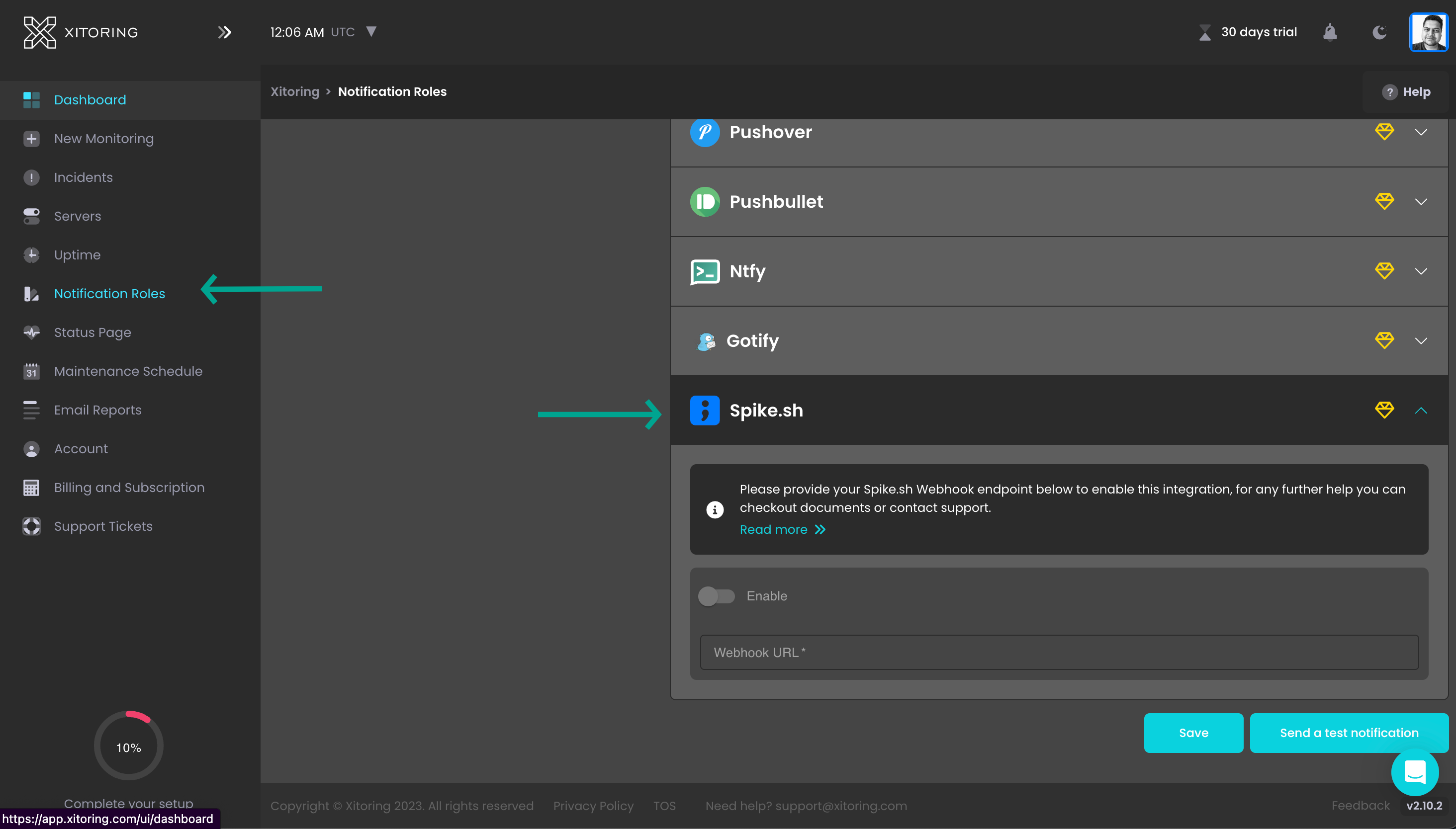Spike.sh on Xitoring