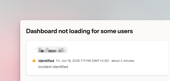 Incident page on Spike status page dashboard