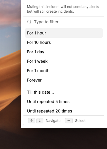 Mute alerts on an incident