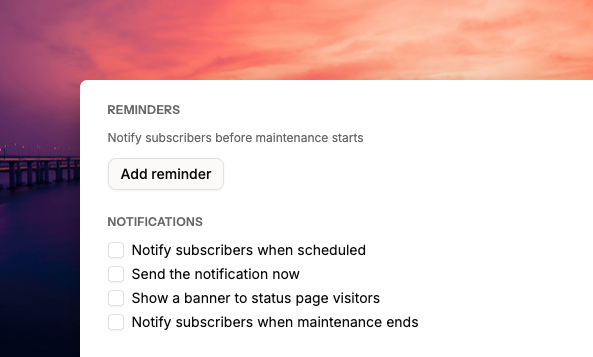 Enable Notify visitors option for planned maintenance in Spike