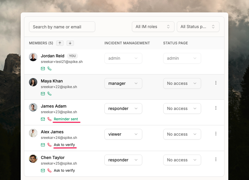 Check teammate verification status and send reminders on Spike