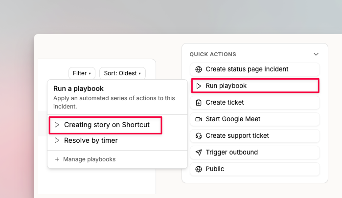 Run a Shortcut Playbook manually in Spike