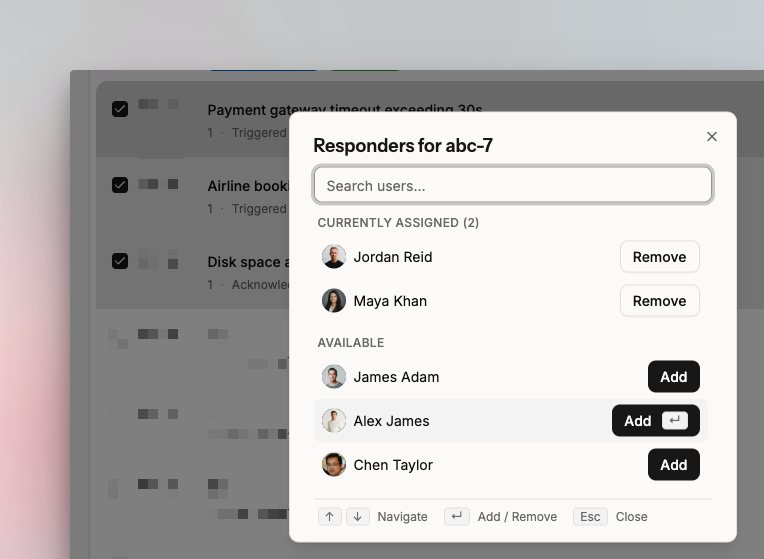 Reassign button on the incidents table